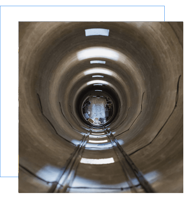 Tunnel interior with concrete walls